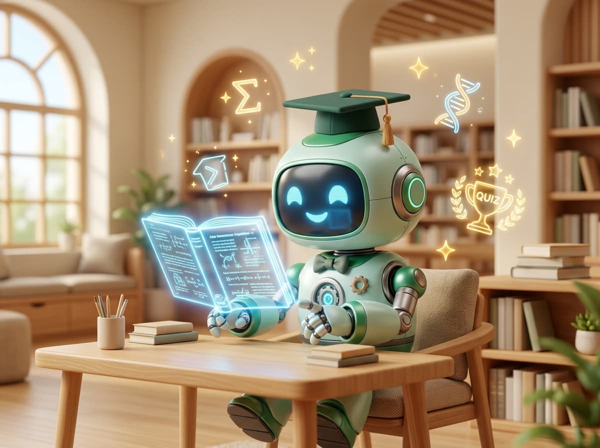 Estudiante robot aprendiendo en el campus virtual de Zukkly
